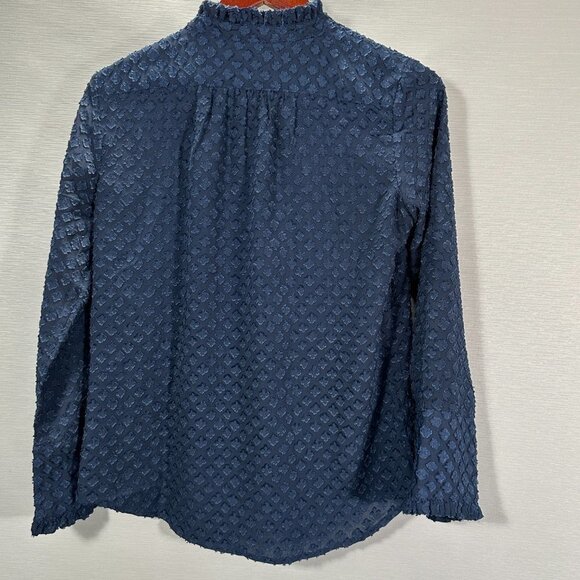 Banana Republic Blouse Womens XS Dillon Classic Fit Navy Blue Hidden Buttons - Picture 7 of 9